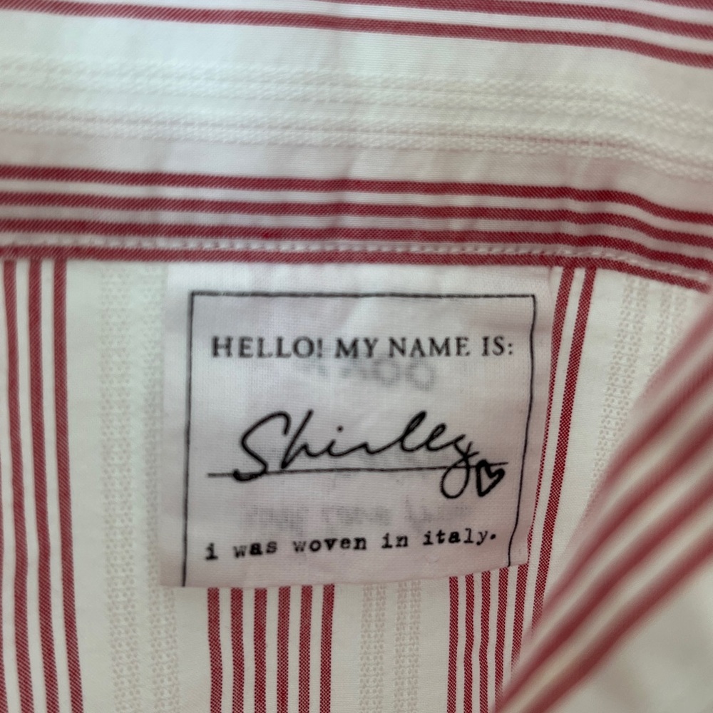 Frank & Eileen Cranberry and White Striped Button-Down Shirt - Picture 4 of 6
